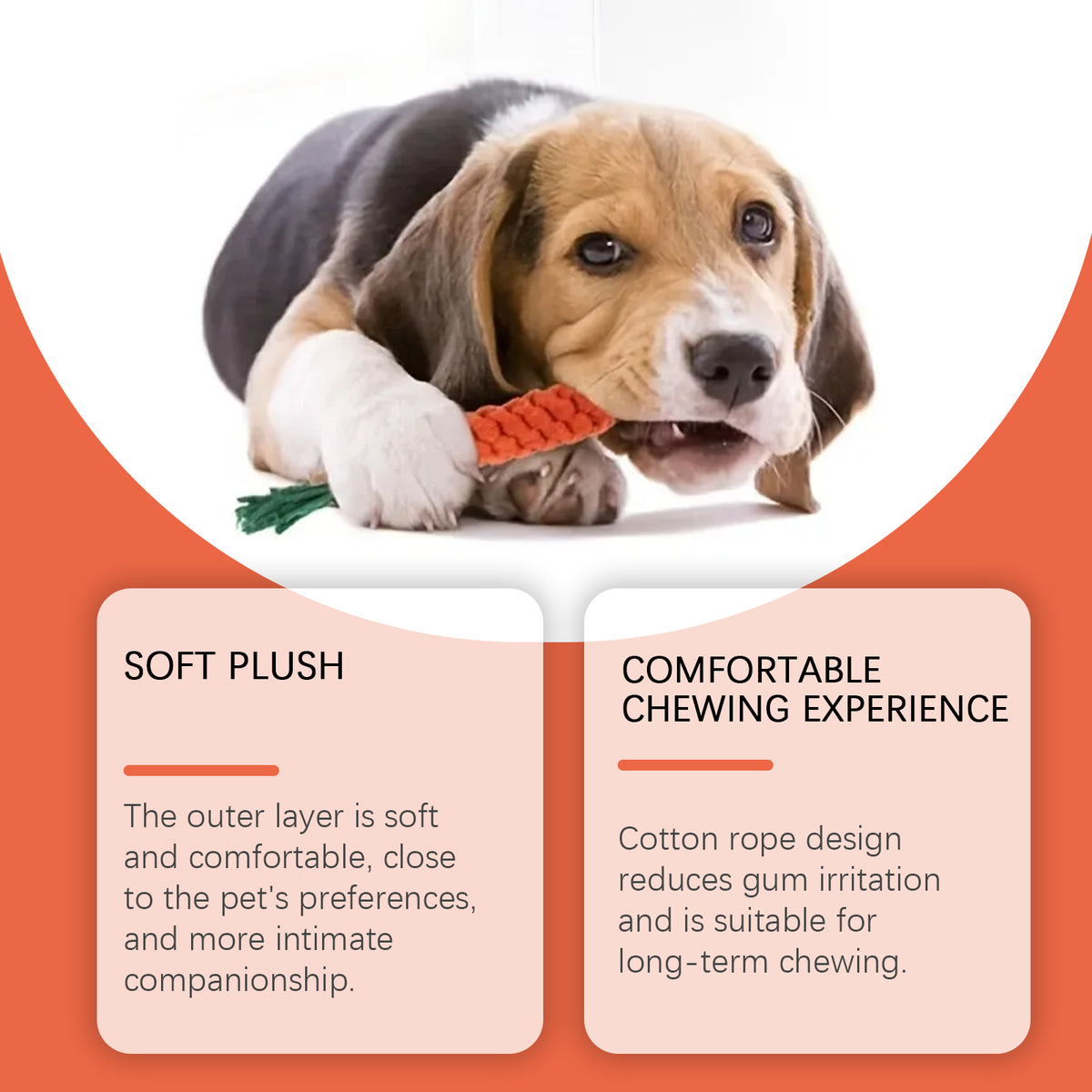 Braided Cotton Rope Carrot Chew Toy for Teething Puppies and Small to Medium Dogs – view 4