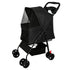 Foldable Pet Stroller for Small Dogs and Cats – One-Hand Fold, Tray, Storage Basket, Black