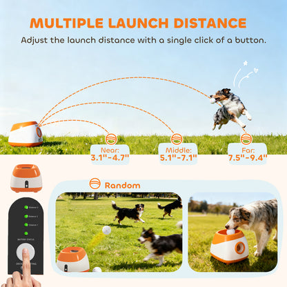 Automatic Dog Ball Launcher with Remote Control, 26–79 ft Range and 6 Balls, Orange – view 5