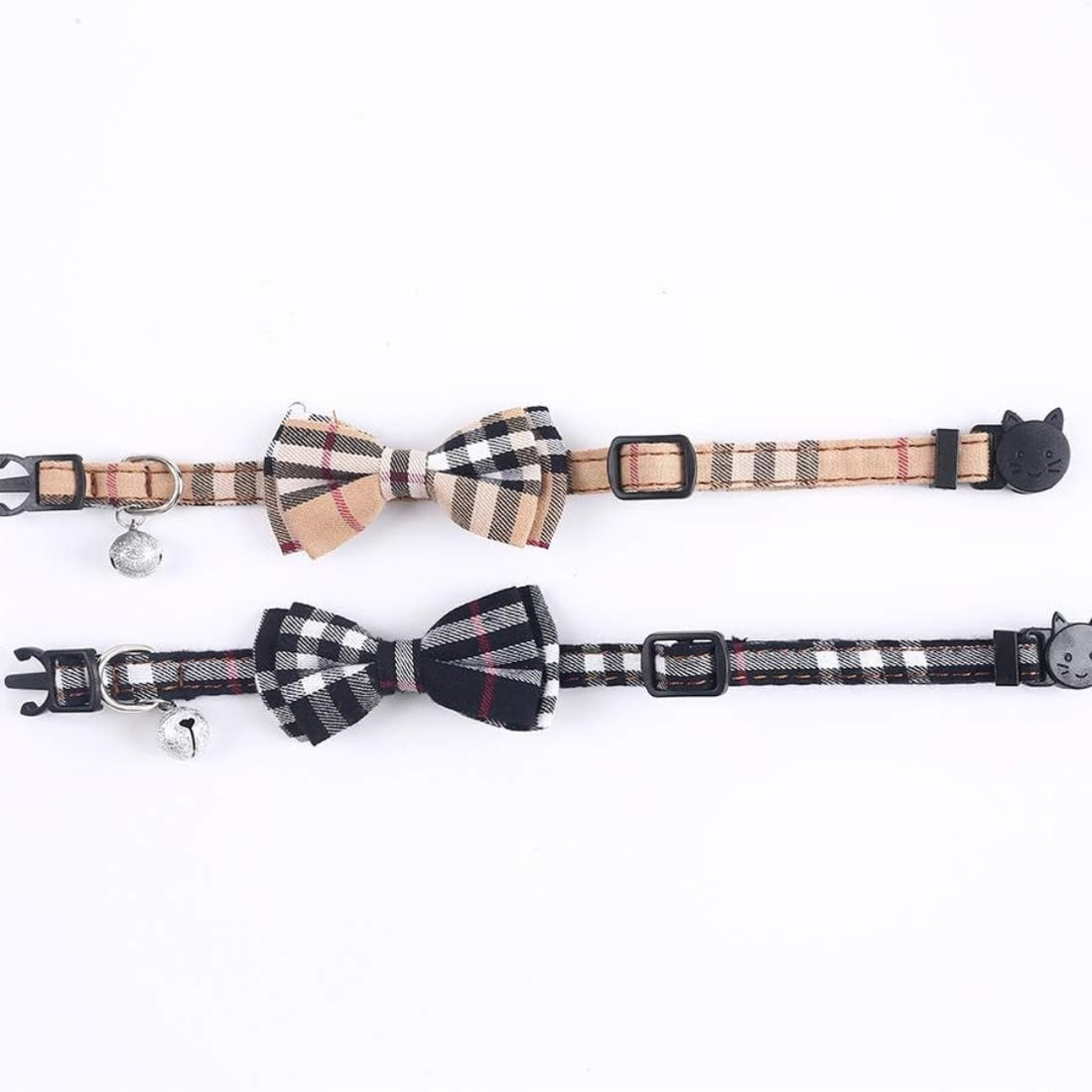 Breakaway Cat Collars 2-Pack – Plaid Kitten Collars with Removable Bow Tie &amp; Bell, Adjustable 7.8–10.2 in – view 2