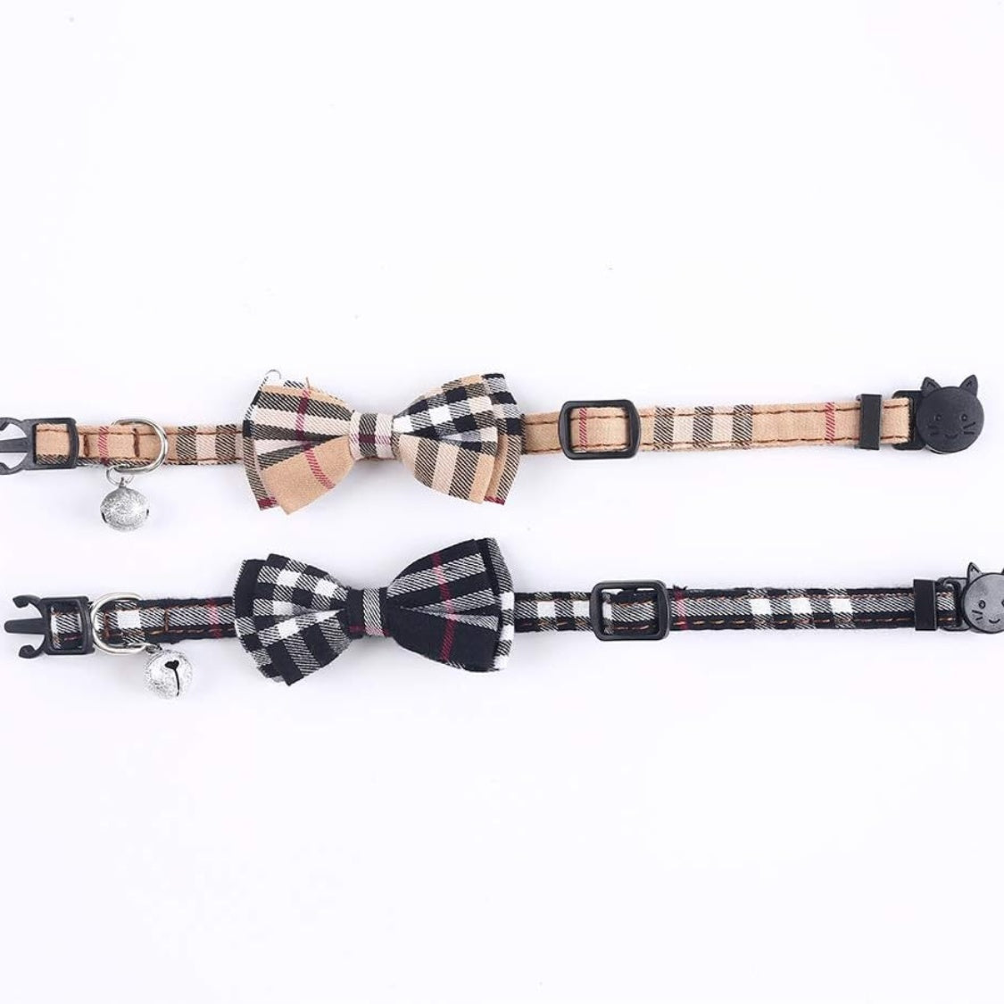 Breakaway Cat Collars 2-Pack – Plaid Kitten Collars with Removable Bow Tie &amp; Bell, Adjustable 7.8–10.2 in – view 2