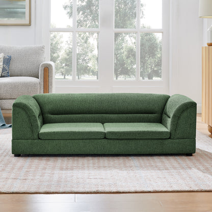 Oversized Linen Dog Sofa – Curved Armrests, Raised Frame, Thick Cushion, for Large Dogs, Olive Green – view 6