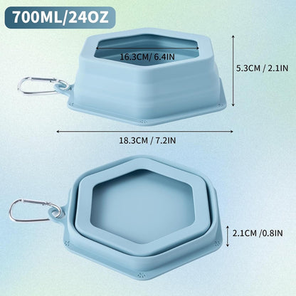 Collapsible No-Splash Car Travel Dog Bowl, Silicone Food and Water Dish, 24 oz (700 ml), Blue – view 2