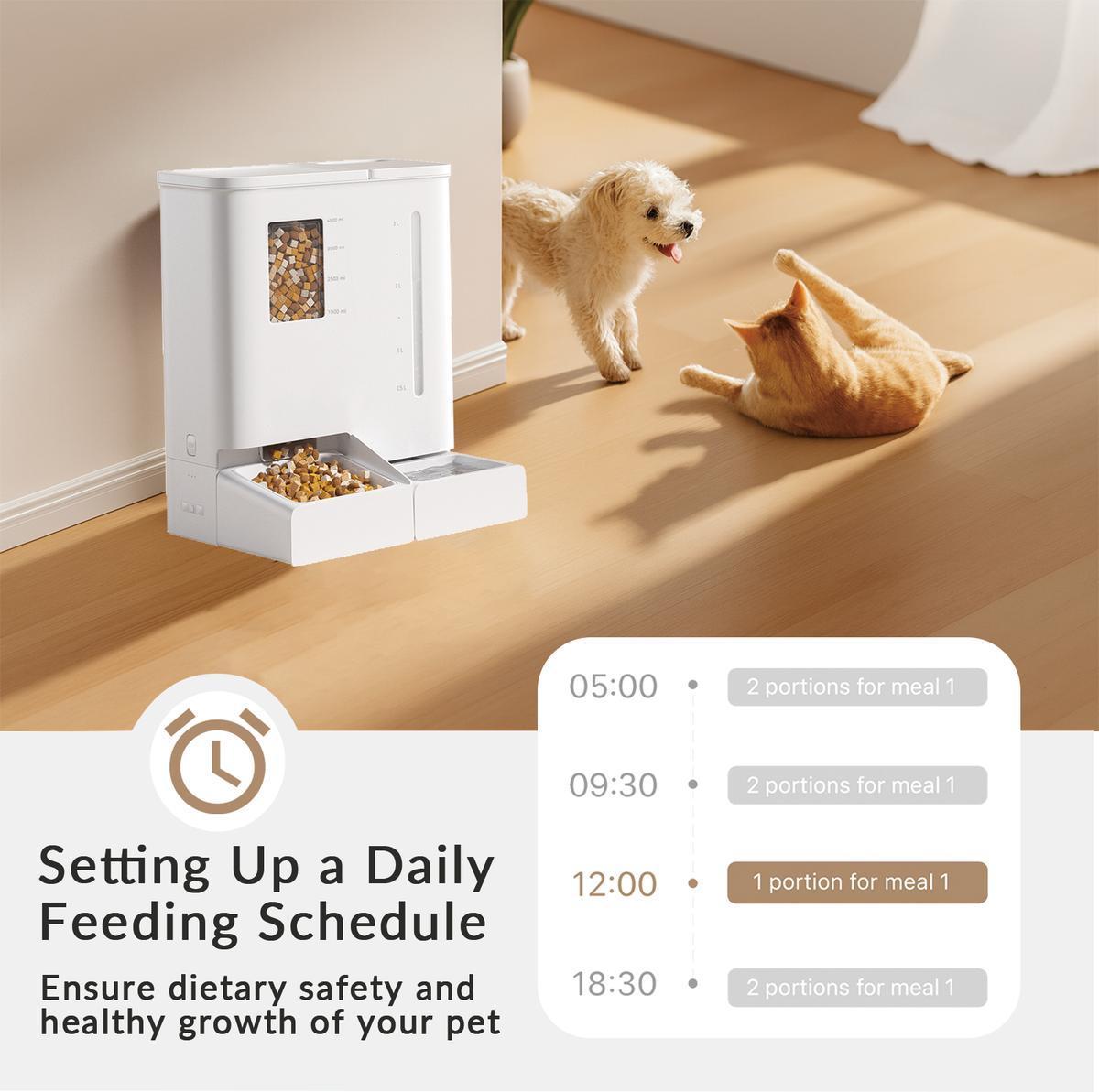 Wi-Fi Automatic Pet Feeder and Water Dispenser 2-in-1 Set – App Controlled, White – view 6