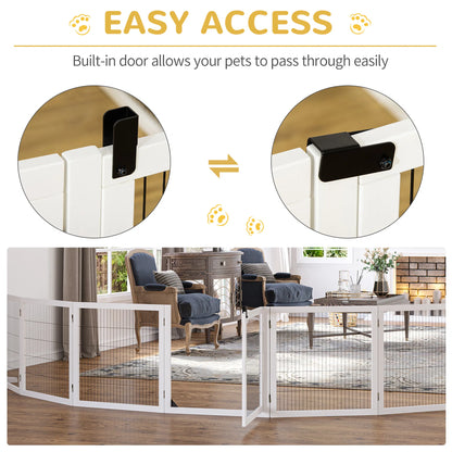 6-Panel Foldable Wooden Pet Gate &amp; Playpen – White, 27.6 in High – view 3