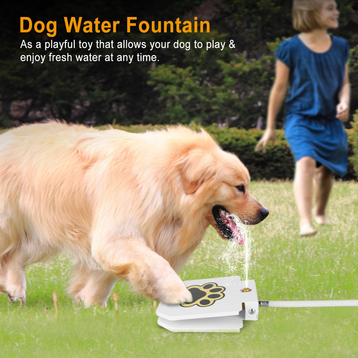 Step-On Outdoor Dog Water Fountain – Paw Pedal Activated Drinking Fountain with Hose – view 2