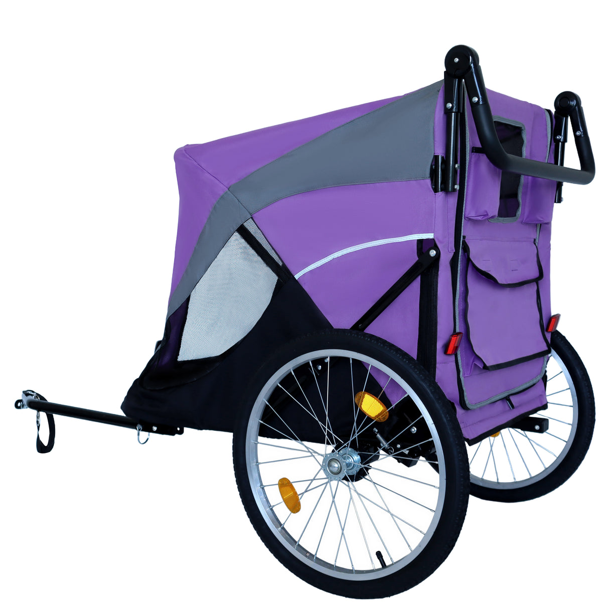 2-in-1 Dog Bike Trailer and Push Cart – Quick-Release Wheels, Holds Up to 100 lbs, Purple and Black – view 9
