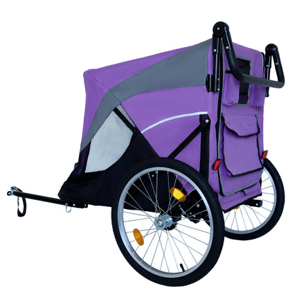 2-in-1 Dog Bike Trailer and Push Cart – Quick-Release Wheels, Holds Up to 100 lbs, Purple and Black – view 9