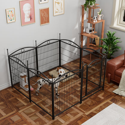 8-Panel Metal Dog Playpen – Foldable Exercise Pen with Door, Rust-Resistant, 32 in High, Black