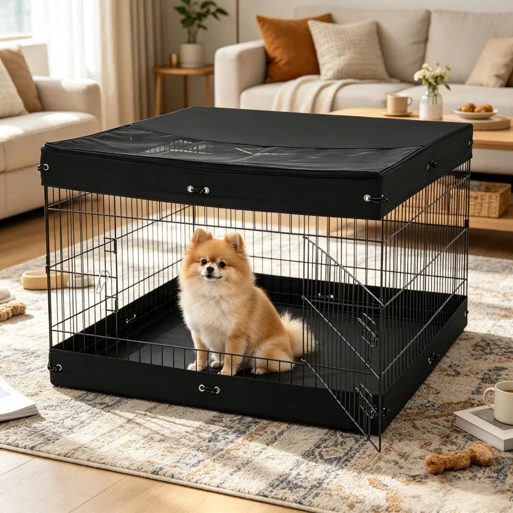 4-Panel Square Dog Playpen with Top Cover &amp; Mat – 36 x 36 x 24 in – view 7