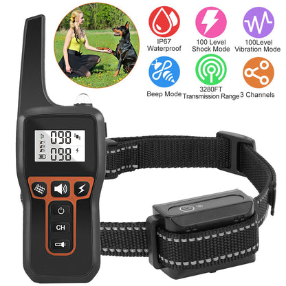 3280 ft Remote Dog Training Collar – Beep, Vibration &amp; Static (1–100), IP67, Set or Receiver Only