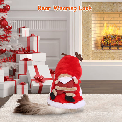 Santa Claus Christmas Pet Costume with 3D Reindeer Antlers for Small Dogs &amp; Cats, Red – view 5