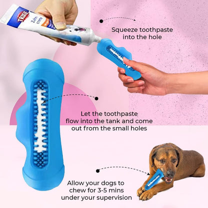 Natural Rubber Monster Squeaky Dog Chew Toy with Textured Nubs, Blue – view 5