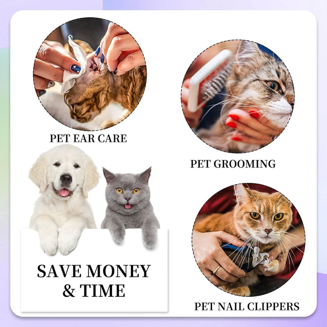 Pet Grooming Hammock Kit for Cats &amp; Small Dogs up to 12 lb with Nail Clippers, File &amp; Comb, Black – view 6