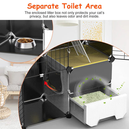 3-Tier Indoor Cat Cage with Pull-Out Litter Drawer, Ladder &amp; Reversible Hammock – view 9
