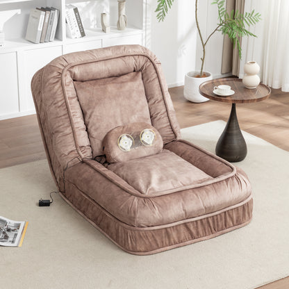 Human-Size Dog Bed Floor Sofa – 5-Position Adjustable Backrest, Velvet, 2 Soft Pillows, Brown