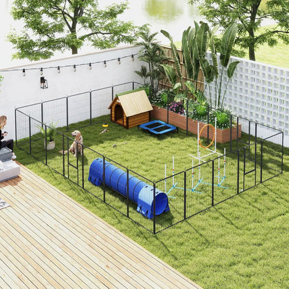 24-Panel Heavy-Duty Metal Dog Playpen – 39.4 in High, 3 Doors, Black – view 9