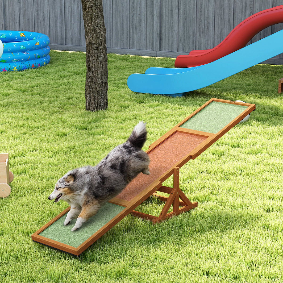 Wooden Dog Agility Seesaw with Anti-Slip Surface for Training and Exercise – Orange