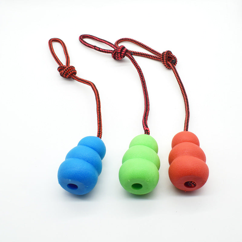 Natural Rubber Pet Toy with Rope, Mixed Colors – Small 3.5 in or Large 4.7 in – view 4