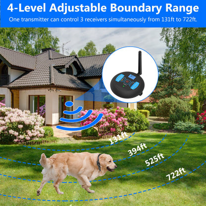 Wireless Dog Fence System – 131–722 ft Adjustable Boundary, Tone &amp; Static, IP67 – view 6