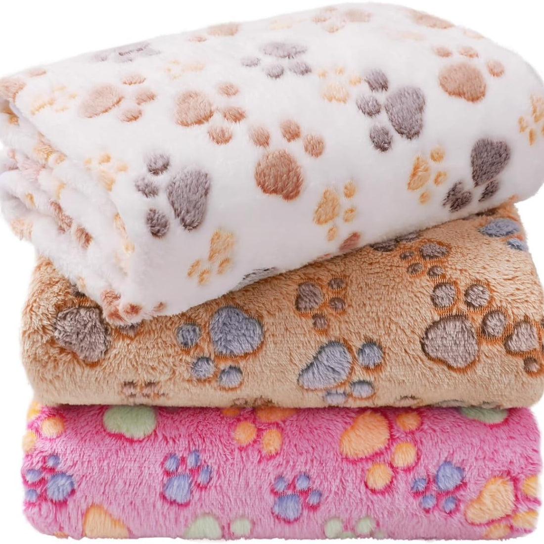 Coral Fleece Pet Blankets, 3-Pack – Reversible, Machine-Washable Throws for Dogs &amp; Cats