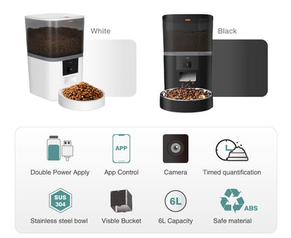 Pet Feeder for Cats &amp; Dogs – 4 L or 6 L, Black or White, Optional Video Camera Version – view 3