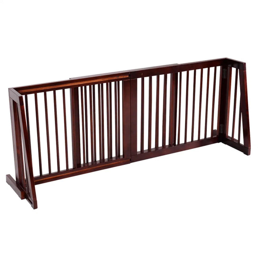 3-Panel Freestanding Wooden Pet Gate – Adjustable 28–80 in, 22 in Tall