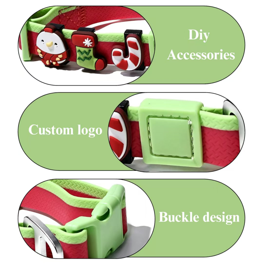 Two-Tone Embossed Dog Leash Set with 3 DIY Charms – Waterproof PVC, 15, 20 &amp; 25 mm, Red, Green or Pink – view 8