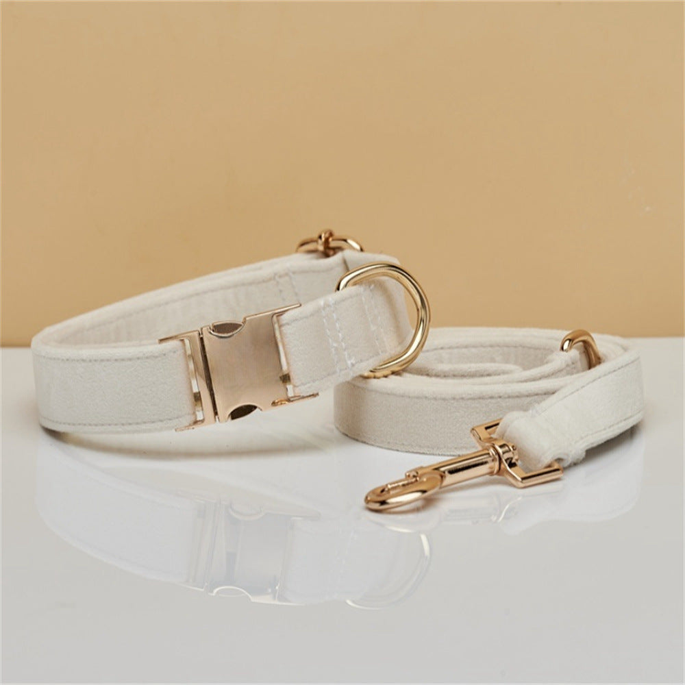 Velvet Dog Collar and Leash Set with Bow – Soft Cotton-Lined Collar, 8 Colors, XS–L – view 23