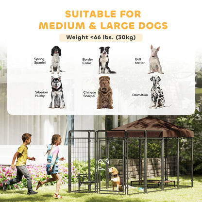 Large Outdoor Dog Kennel with Roof – 9.3 x 4.6 x 5.2 ft, Heavy-Duty Steel – view 6