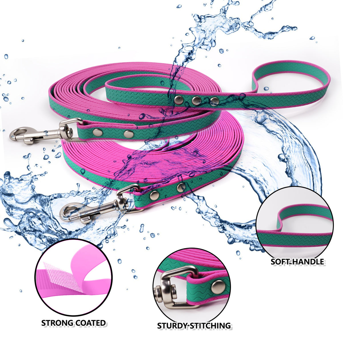 Two-Tone Waterproof Dog Training Leash – PVC Coated Long Line for Recall, 10, 16 &amp; 33 ft – view 4