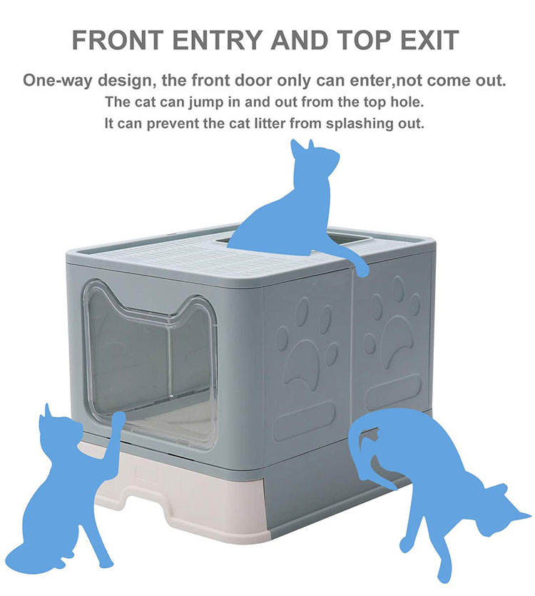 Extra Large Enclosed Cat Litter Box with Front Entry, Litter-Catching Lid and Scoop – view 2