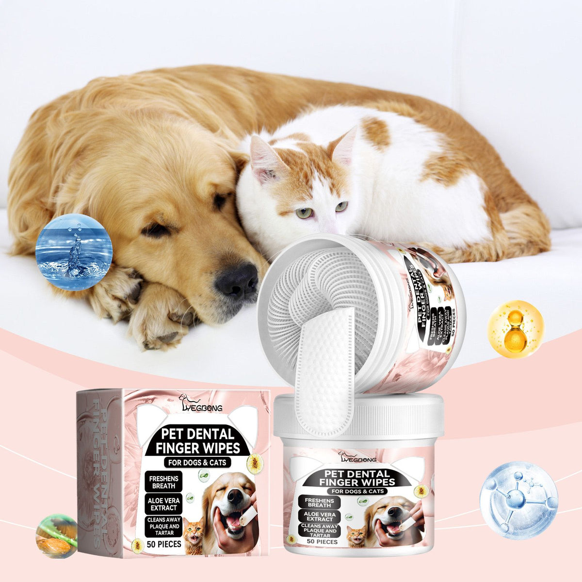 Disposable Pet Dental Finger Wipes – 50 Pre-Moistened Finger Sleeves for Dogs &amp; Cats – view 4