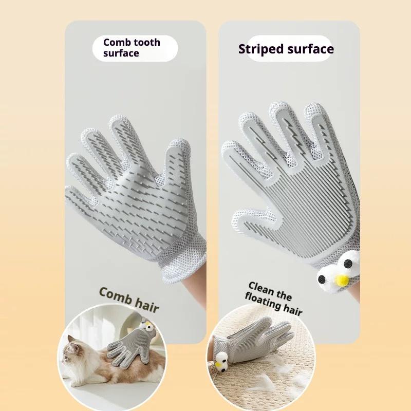 Double-Sided Pet Grooming Glove for Cats and Dogs – Silicone Hair Removal Glove Brush