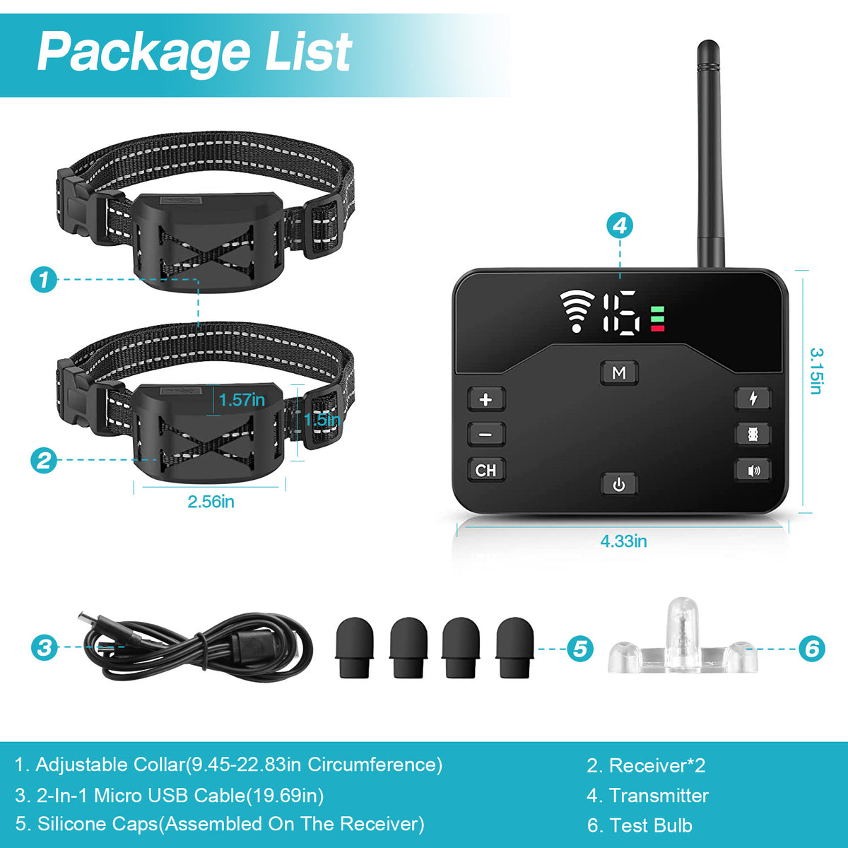 2-in-1 Wireless Dog Fence &amp; Training Collar – 20–850 ft, IPX6, 1 or 2 Collars – view 3