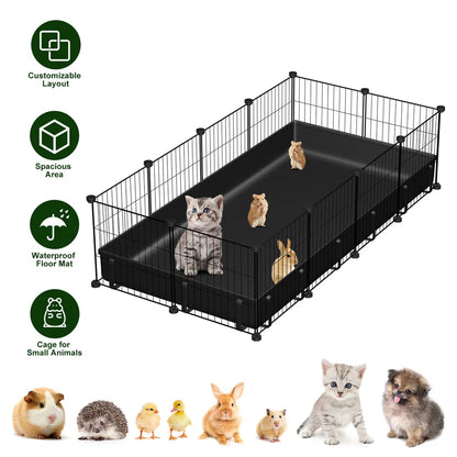 DIY Metal Small Animal Playpen with 20 Panels and Waterproof Floor Mat, Black – view 11
