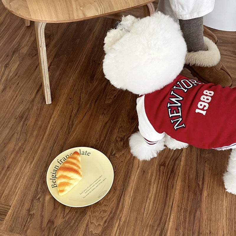 Printed Pet Baseball Jersey for Dogs &amp; Cats, Autumn Shirt in Navy or Red – view 2
