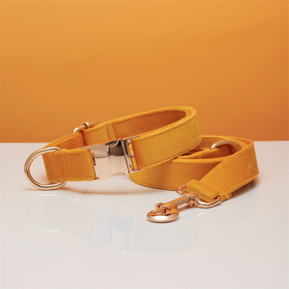 Velvet Dog Collar and Leash Set with Bow – Soft Cotton-Lined Collar, 8 Colors, XS–L – view 25