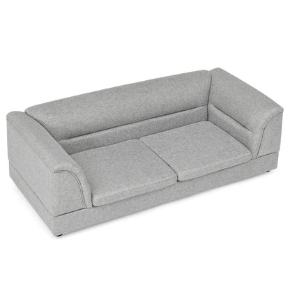 Oversized Linen Dog Sofa – Curved Armrests, Raised Frame, Thick Cushion, for Large Dogs, Light Grey – view 10