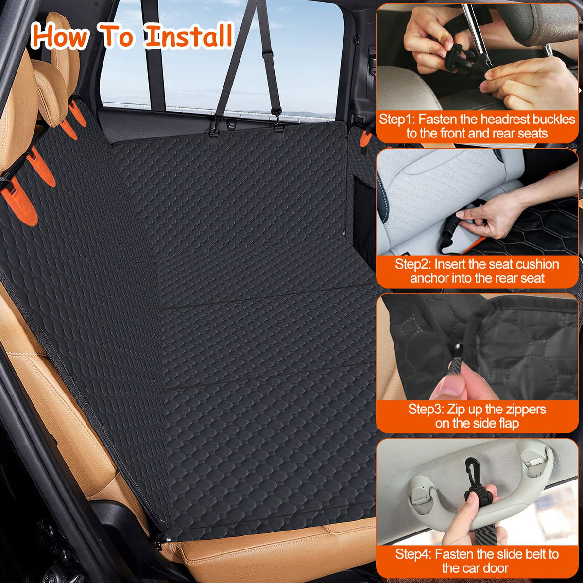 Dog Back Seat Cover with Hard Bottom &amp; Mesh Window – Waterproof Seat Extender for Cars &amp; SUVs – view 5
