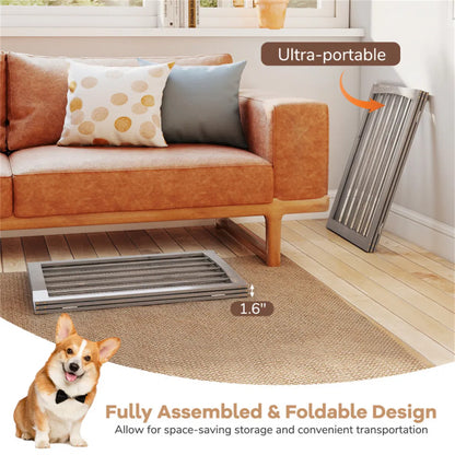 3-Panel Wooden Pet Fence – Gray, 63 x 30 in, Solid Fir Wood – view 9