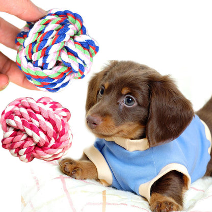 Braided Cotton Rope Ball Dog Toy – 2.8 in Chew &amp; Fetch Ball in Pink, Blue or Multicolor – view 2