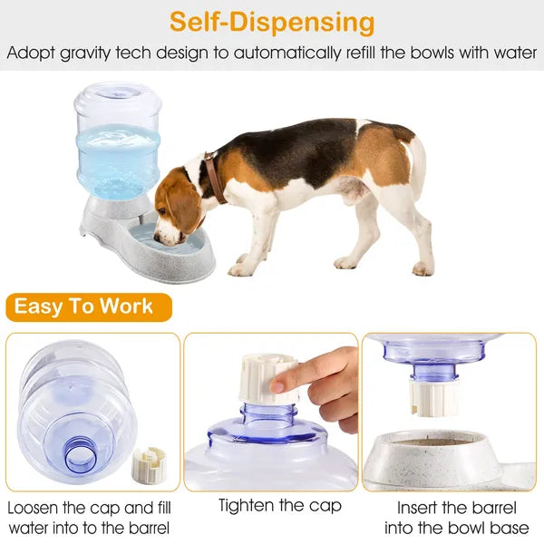 Gravity Pet Water Dispenser, 1 Gallon (3.5 L) Self-Refilling Waterer for Cats &amp; Dogs, Beige – view 4