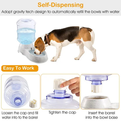Gravity Pet Water Dispenser, 1 Gallon (3.5 L) Self-Refilling Waterer for Cats &amp; Dogs, Beige – view 4