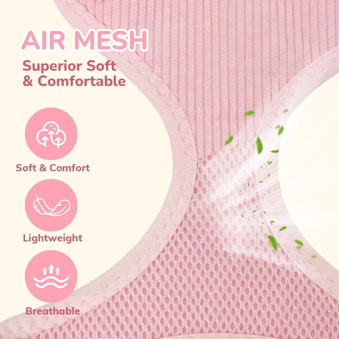 Small Dog Harness, Collar &amp; Leash Set with Bow Tie – No-Pull Breathable Cotton, Adjustable, Pink – view 4