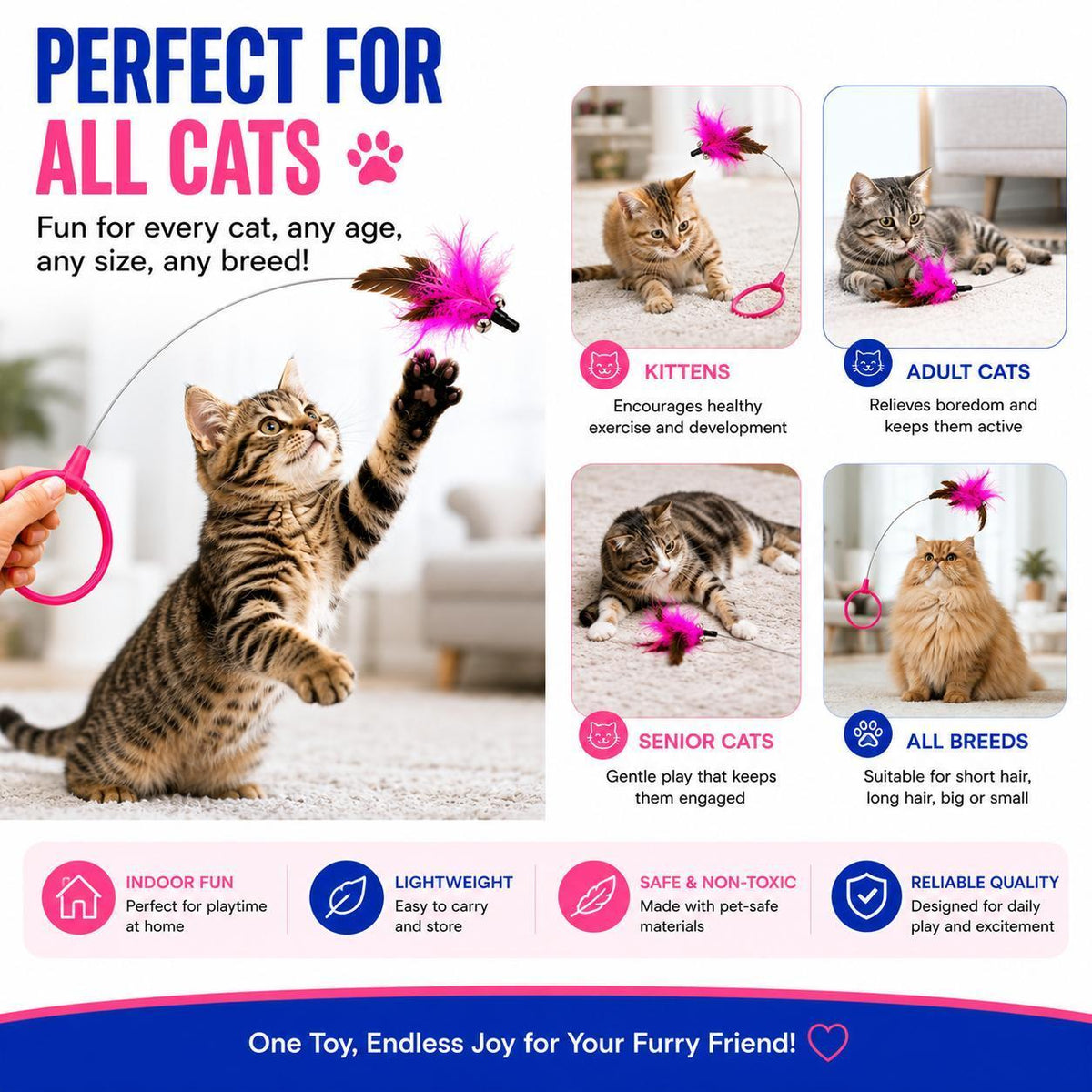 Wearable Cat Feather Collar Toy, Clip-On Feather Teaser for Hands-Free Indoor Play – view 4