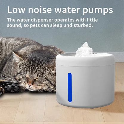 Round Pet Water Fountain 2500 ml (84.5 oz), USB Powered with Quiet Circulating Pump, White – view 2