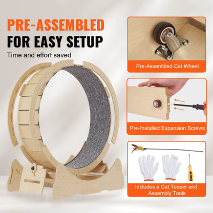 Wooden Cat Exercise Wheel 43.3 in – Large Indoor Cat Treadmill Wheel with Quiet Track – view 5