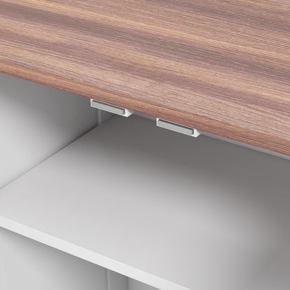 Dog Feeding Cabinet with Hidden Bowls, Adjustable Shelf &amp; Leash Hooks, Medium Dogs, White – view 8