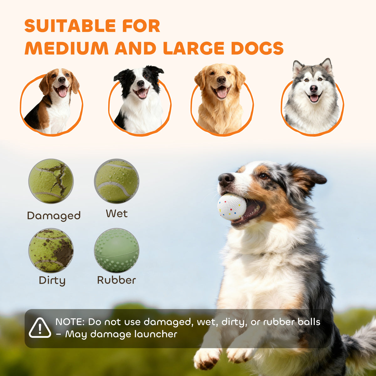 Automatic Dog Ball Launcher with Remote Control, 26–79 ft Range and 6 Balls, Orange – view 8